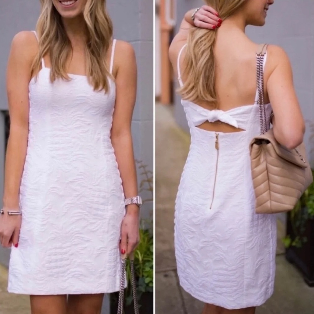 Lilly Pulitzer Shelli eyelet White Textured pineapple Shift Dress with pads